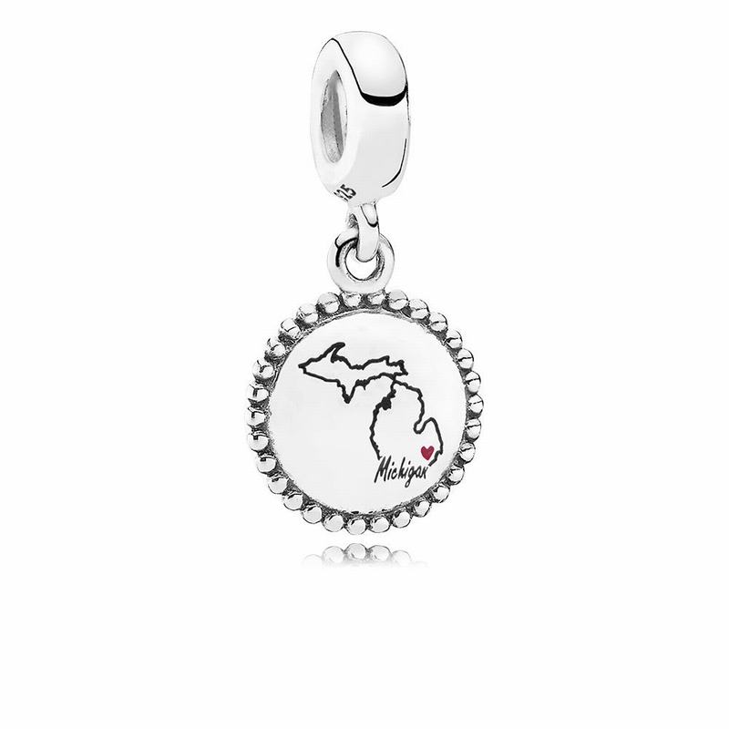 Pandora Michigan State Heart Charm Clearance NZ, Sterling Silver (048923-WJC)